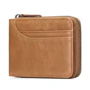 Wallets for Men Genuine Leather Front Pocket Wallet RFID Zip Around Bifold Cr...