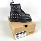 NEW Dr. Martens 1460 Stud Wanama Black Leather Lace Up Combat Boots Women's Sz 5