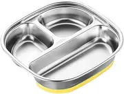 Stainless Steel Baby Suction Plates - 3 Sections Diet Control Dinner Plate | Divided Kids Metal Platess | Non-Slip Unbreakable Dinnerware, Feeding Supplies Dishwasher Safe for Home School Canteen