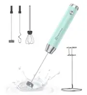 Rechargeable Milk Frother with 3 Heads, LunaFro AS Handheld Electric Foam Mak...