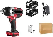 1800N.M Torque Brushless Electric Impact Wrench for Trucks 1/2 inch Cordless Wrench Driver Power Tool for Makita 18V Battery (Color : 2 Battery EU Plug A)