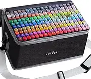168 Colours Fine Dual Tips Art Markers, Alcohol Based Permanent Colouring Markers Dual Tip Drawing Pens for Kids Adults Artist Calligraphy Sketching Bullet Journal