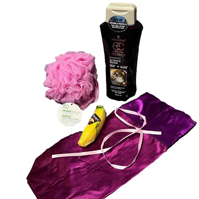 Bath Body Bundle Schawrzkopf Shampoo Luffa Banana Soap & Gift Bag Present Idea