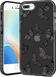 Toycamp for iPhone 8 Plus/7 Plus/6S Plus/6 Plus Case for Women, Black Butterfly Cute Animal Girly Print Design for Girls Teens Case, (5.5 Inch), Black