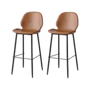 Levede 2x PU Leather Padded Bar Stools Brown