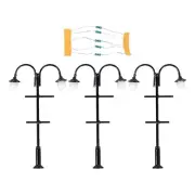 187 Scale H0 LED Two Lights Parking Lanterns for Train Layouts Set of 3