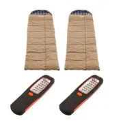 2x Premium Sleeping bag -5°C Left Right Zipper + Illuminator 24 LED Work Light