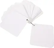Veemoon 1 Set Blank Memo Cards with Binder Rings Pre Punched Index Cards for Easy Organization and Studying for Home School and Classroom Use