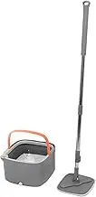 Spin Mop and Bucket Set, 360 Degree Rotating Microfiber Square Spin Mop with Self Separation Dirty and Clean Water System Extendable Handle Spin Mop Bucket with 2 Pieces Cloth