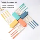 4PCS Wheat Straw Chopsticks Set Spoon Fork Cutlery Set Dinnerware Set Tableware