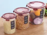 Multipurpose Mixed Colours Plastic Food Canisters Storage Container Set of 3 Pcs 12*16 cm 14.5*17 cm 17.5*18 cm '6958638910533