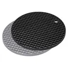 Silicone Trivet Mats 2pcs, Round Hot Pan Pads Drying Mat - Light Gray, Black