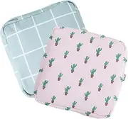 BUTIFULSIC 2Pcs Portable Sanitary Napkin Storage Bags Tampon Carrying Pouches for Travel Compact Period Bags for Women Cute Design Checkered Cactus