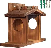 Chipmunk House - Natural Wood Squirrel Feeder, Outdoor Animal Shelter | Rustic Garden Decor with Roof, Wildlife Feeding Box for Nuts, Seeds & Corn, Easy to Clean Design