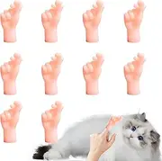 Tiny Finger Hands - 10X Miniature Fingers Hand Puppets for Cats - Realistic Party Favors, Gag Accessory for Pretend Show Performance Prank Birthday Celebration