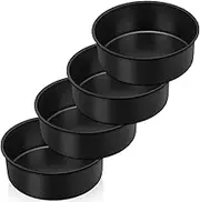 P&P CHEF Non-stick Cake Pan Set of 4, 6 Inch Round Baking Cake Pans Tins for Tier Smash Cakes, Non-Toxic & Solid, Stainless Steel Core & Leak-Proof, 4Pcs