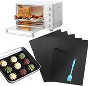 Premium Oven Liners for Fan Assisted Ovens,5PCS Silicone Baking Mats with Oil Brush/Pastry Brushes,Oven Sheets, Reusable Non-Stick BBQ Grill Mat for Bottom of Oven,Teflon Oven Liners,33 * 40 * 0.2mm