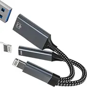 Adapter Lightning to USB Jack (2 in 1) for iPhone 14 13 12 Pro Max Charge Cable for iPad Socket Camera USB-A Photo Keyboard Key Files OTG 3.0 Camera Connector Certified for Apple MFI