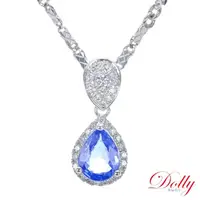在飛比找momo購物網優惠-【DOLLY】1克拉 天然藍寶石18K金鑽石項鍊