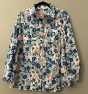 NWT Flutter And Kick Womens Maternity Top Size M Oversized Workshirt Floral