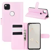 For Google Pixel 4a Lychee Texture Folio Protective Case,Holder, Card Slots, Wallet, Pink