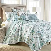 Levtex Home - Cressida Quilt Set - King/Cal King Quilt + Two King Pillow Shams - Teal Blue Cream Taupe Brown - Quilt (106x92in.) and Pillow Shams (36x20in.) - Reversible - Cotton Fabric