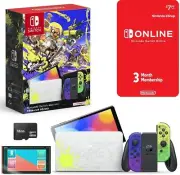 NEW Nintendo Switch OLED Splatoon 3 Console+ 3Month Online + 16GB SD & MORE!