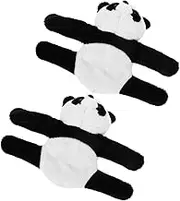 ERINGOGO 2pcs Panda Plush Slap Bracelet Cartoon Wristband for Parties Favors Lightweight Comfortable Animal Hugger for Birthday Celebrations Costumes