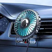Usb Car Fan for Air Vent Mounted with Colorful Light, 360° Rotatable Portable Clip Fans That Blow Cold Air, Small Cooler Mini Fan Silent, Air Vent Booster for Vehicle, Van, Truck, Suv, Rv