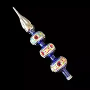 Blown glass indent reflector Christmas tree topper blue XL 16" Czech handmade