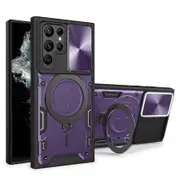 For Samsung Galaxy S22 Ultra Case, Magnetic Support Car Mount Magnetic Military Shell - Dark Purple