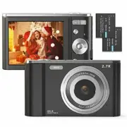 Digital Camera, FamBrow 2.7K Ultra HD 44 MP Vlogging Camera with 16X Black