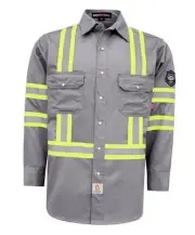 FR Shirts High Visibility/Hi Vis Flame Resistant/Fire Large Light Gray/Hi Vis