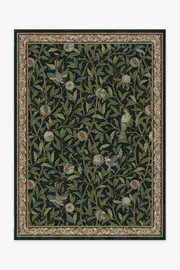 150' x 215' | Machine Washable Runner Rug | Kid & Pet Friendly | Indoor Rug | Morris & Co. Bird & Pomegranate Teal Green Rug | Ruggable