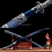 High Carbon Steel Chinese Dao 绣春刀 Sword Blue Blade With Double Groove forDisplay