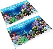 DECOMELODY 2Pcs Double Sided Aquarium Background Stickers Fish Tank Decorations Durable Paper Cling Decals Stunning Pattern Versatile Wall Decal for Home Decor