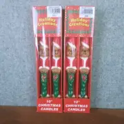 4 Vintage 10" Christmas Holiday Candles Bear Santa Clause 2 Sets of 2 NEW