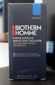 BIOTHERM HOMME FORCE SUPREME REBOOT SHOT FACE & EYE SERUM - NEW