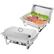 8 Qt 2 Pack Full Size Stainless Steel Chafing Dishes Buffet Set, NSF Silver R...
