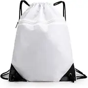 [NASHRIO] Waterproof Drawstring Backpack - Durable Gym Sackpack for Sports, Hiking, Travel & Camping | Basketball, Swim Bag with Zipper Pocket & Thick Shoulder Straps