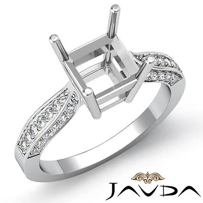 Asscher Semi Mount Solitaire Style Diamond Engagement Ring Platinum 950 0.4 Ctw