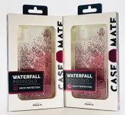 2 Pack!! Case-Mate Waterfall Glitter Rose Gold Hard Case For Apple iPhone XR