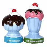 Ice Cream Dessert Sundae Magnetic Salt and Pepper Shaker Set Decor