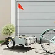 Bike Trailer Grey Oxford Fabric and Iron,Bike Trailer Cargo in Steel Frame,ExtraStorage Carrier with Hitch
