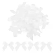 100Pcs Mini Ribbon Bows 2.5" Mini Fabric Satin Ribbon Flower Bows White
