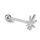 1PC Pot Leaf Shaped Tongue Ring Stainless Steel Stud Body Piercing Jewelry DY9
