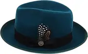[TEMPNAP] Men's Women's Woolen Fedora Hat Wide Brim Jazz Hat for Men Dress for Casual Party Wool Felt Cowboy Green