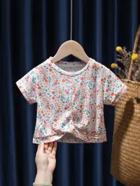 在飛比找樂天市場購物網優惠-童裝女童碎花上衣夏季韓版女寶寶短袖T恤夏薄款嬰兒童夏裝洋氣