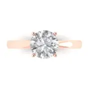 14K Rose Gold Solitaire Promise Ring, 1.5 ct Round Cut Simulated Diamond