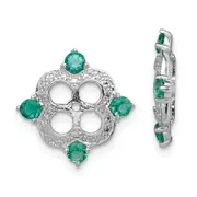Sterling Silver Rhodium Diamond u0026 Created Emerald Earring Jacket